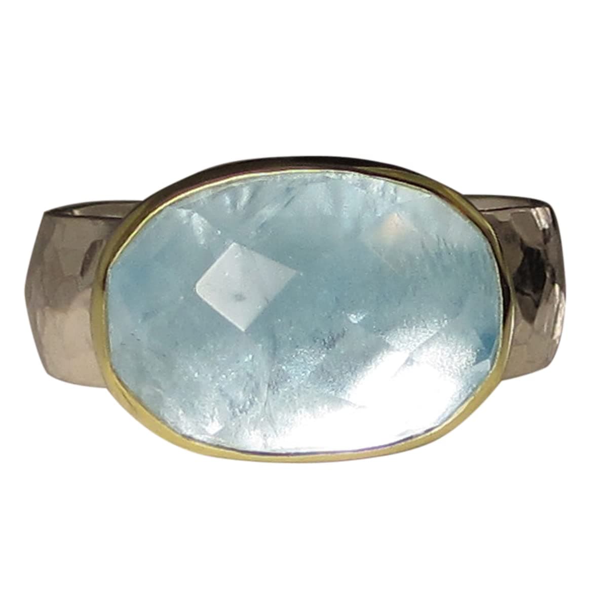 Rose Cut Aquamarine Ring in 18k Gold and Sterling Silver