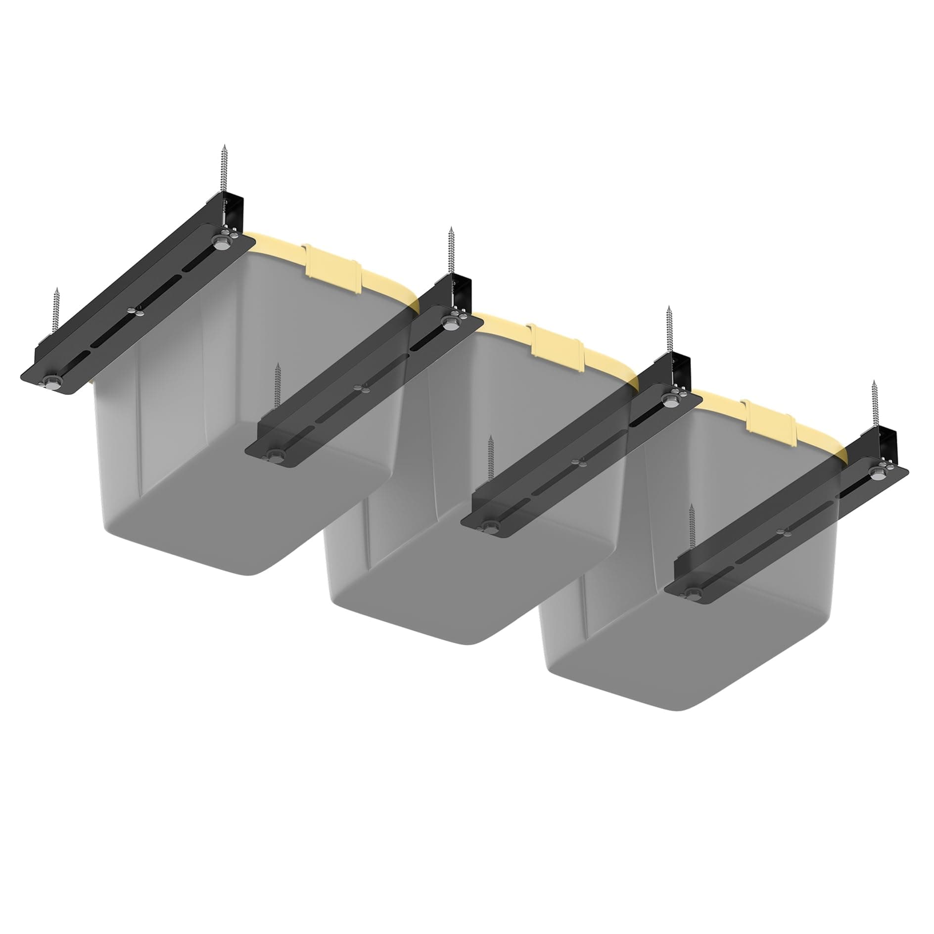 WALMANN Overhead Tote Storage Rail System, Garage 16" Joists Ceiling Bin Storage Rack Heavy Duty Adjustable Tote Slide Garage Storage System(for 3 Bins, Bins are not Included)