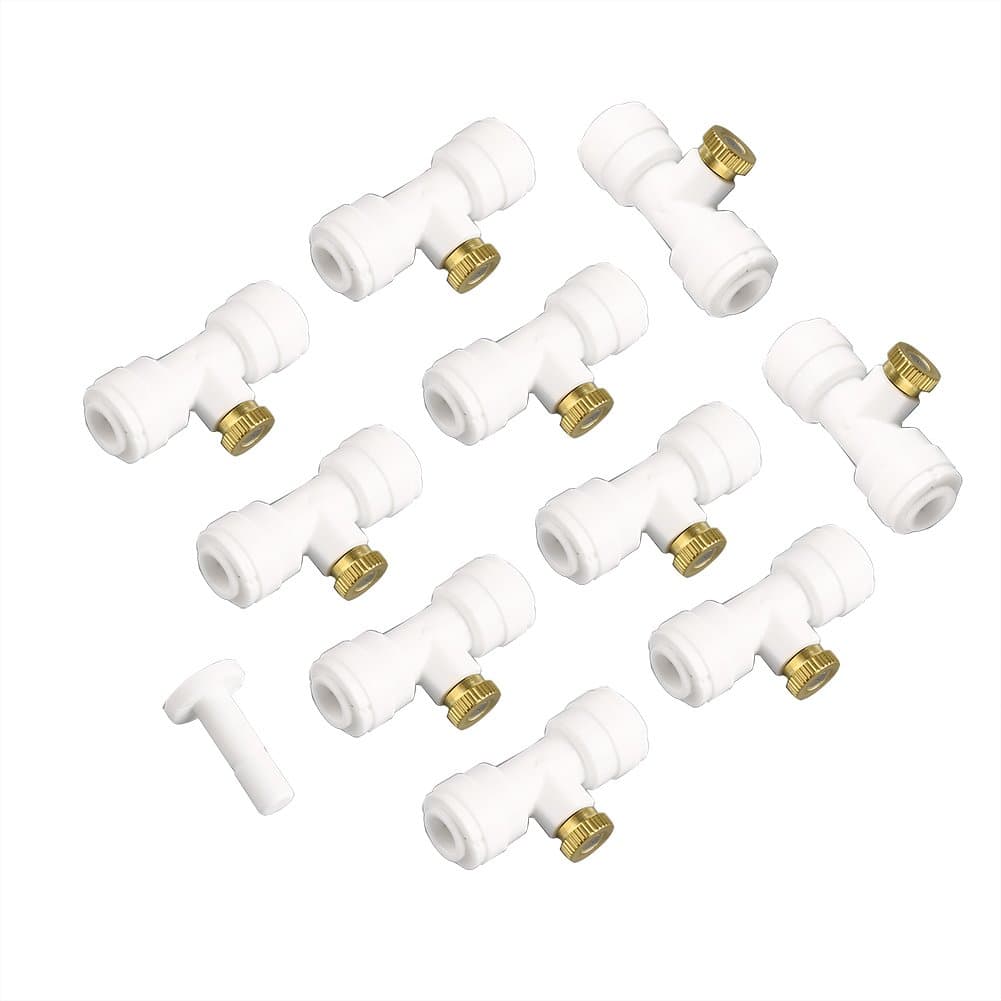 VERY100 Thread Misting Nozzle Tees 1/4" Slip-Lok with Nozzle 10pcs,1pc Plug for Cooling System White