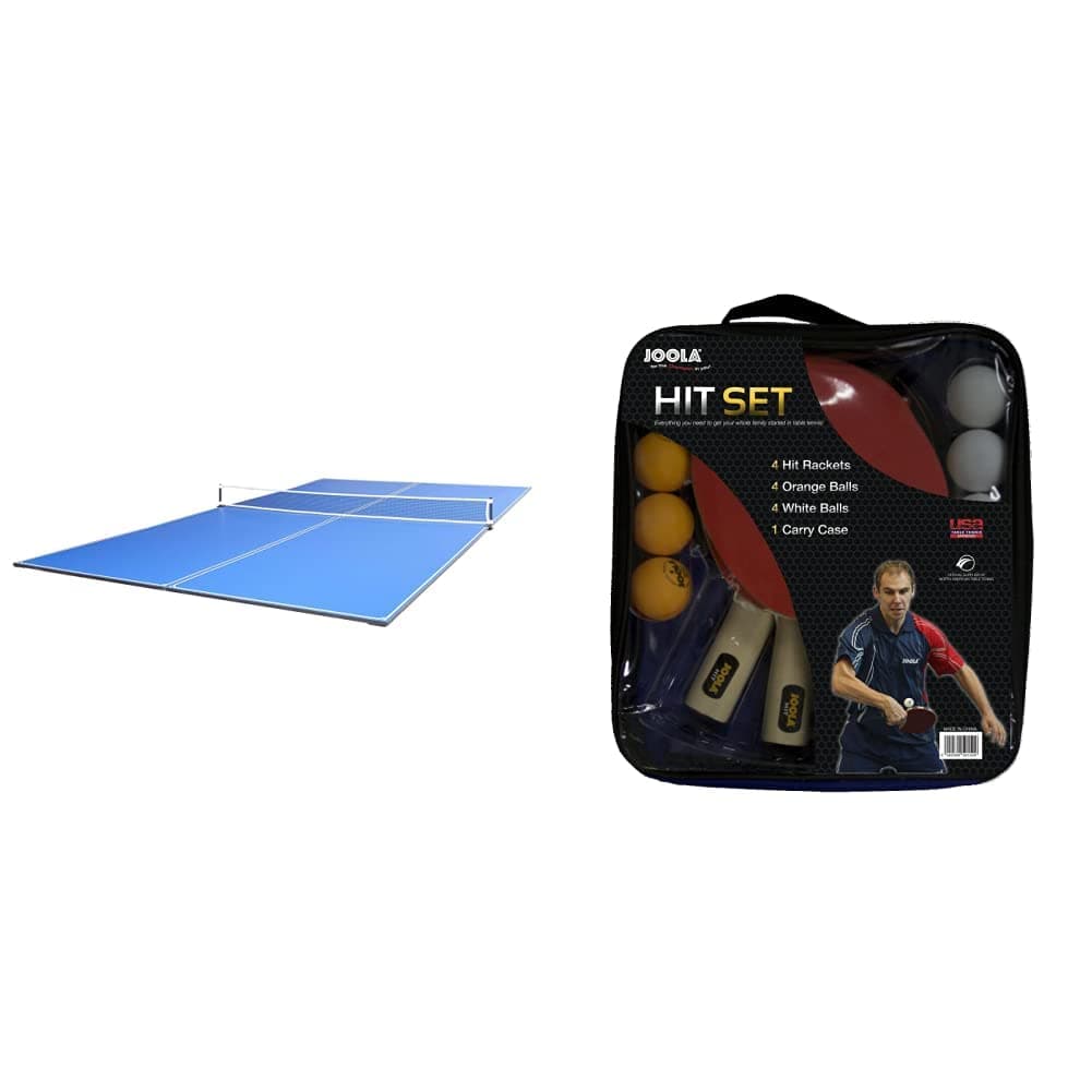 JOOLA Tetra - 4 Piece Ping Pong Table Top for Pool Table & Compact Storage - Incl. Foam Backing & All-in-One Indoor Table Tennis Hit Set Multi, One Size (59152)