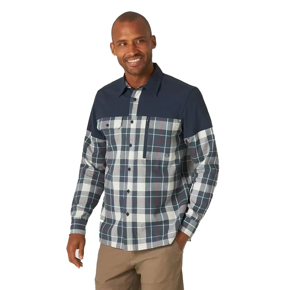 WranglerMen' Plaid ATG Overlay Flannel Button-Down Hirt