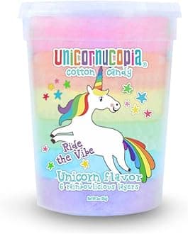 Unicornucopia Cotton Candy 3oz - 6 Flavor Rainbow Cotton Candy - Unicorn Birthday Party Favors Candy for Party Bags - Individual Cotton Candy Favors Goodie Bag Stuffers Bulk Carnival Candy Rainbow