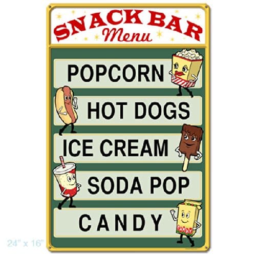 24 x 16 Snack Bar Menu Tin Sign