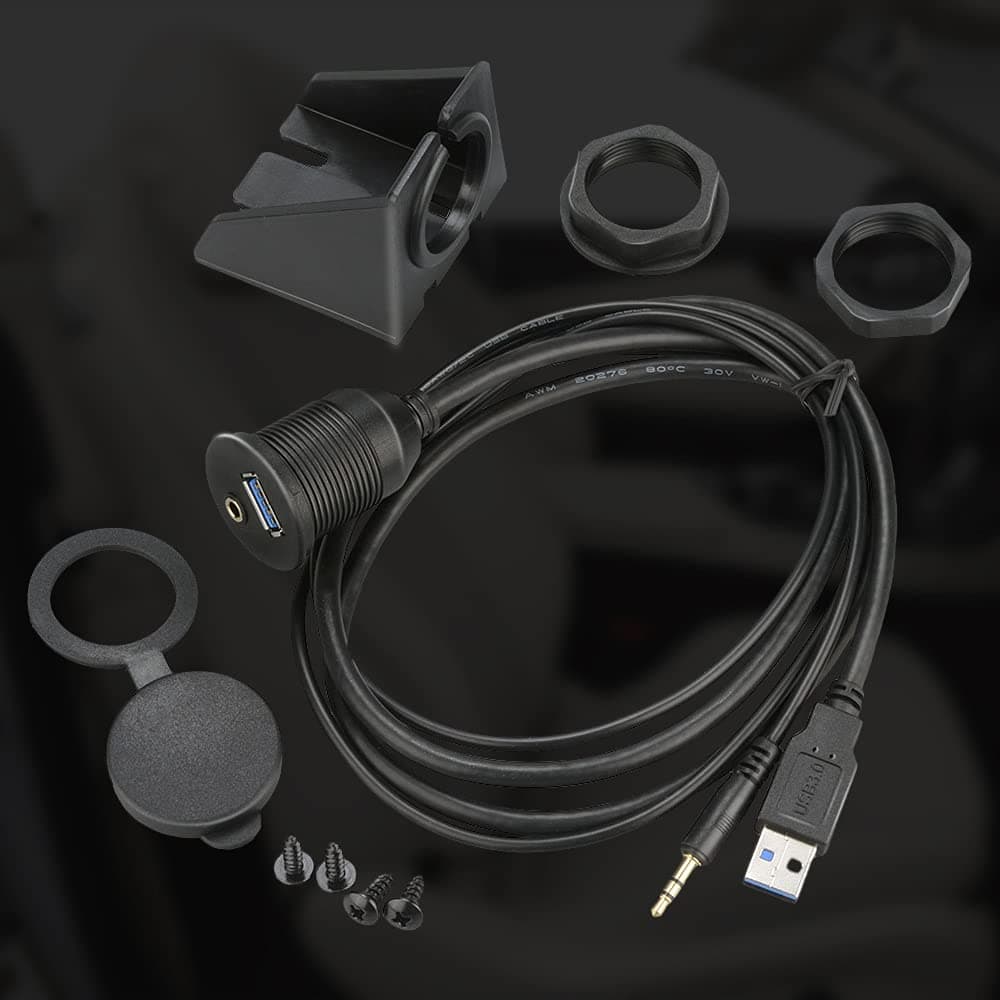 USB 3.0 & 3.5mm CAR MOUNT FLUSH CABLE