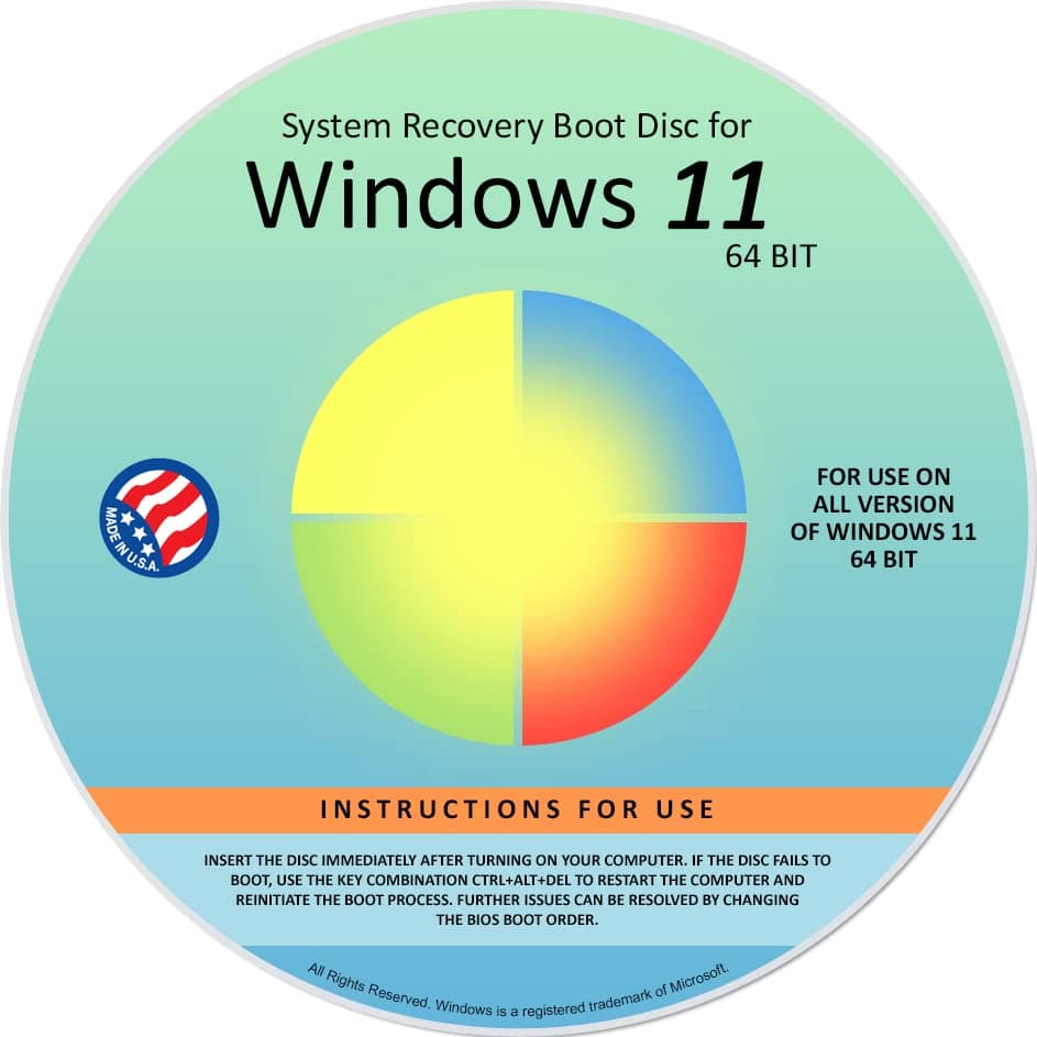 Ralix Reinstall DVD Compatible with Windows 11 All Versions 64 bit. Recover, Restore, Repair Boot Disc, and Install to Factory Default will Fix PC Easy!