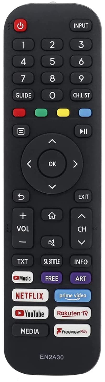 EN2A30 HT266544 Universal Remote Control Compatible for Hisense Smart TV 43AE7400FTUK 50AE7400FTUK 55AE7400F 55AE7400FTUK 65AE7400FTUK 32A4GTUK 40A4GTUK