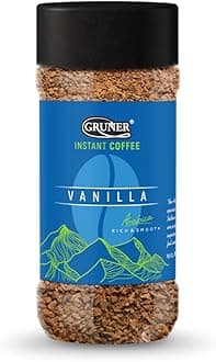 GRUNER Instant Flavoured Coffee | Have it Hot, Cold, or Black, Rich and Smooth, no added sugar, Medium Roast, Premium Arabica Coffee Bean 100gm 3.5oz. Jar (Vanilla, 3.5Oz)