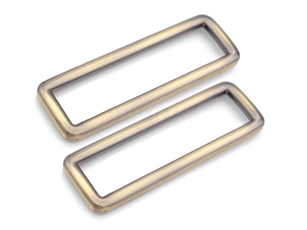 CRAFTMEMORE 2 Inch Rectangle Rings Buckle Metal Rectangular Buckle Loop for Bag Belt Strap Quality Finish 4 pcs SCLP (2 Inches Loop, Brushed Brass)