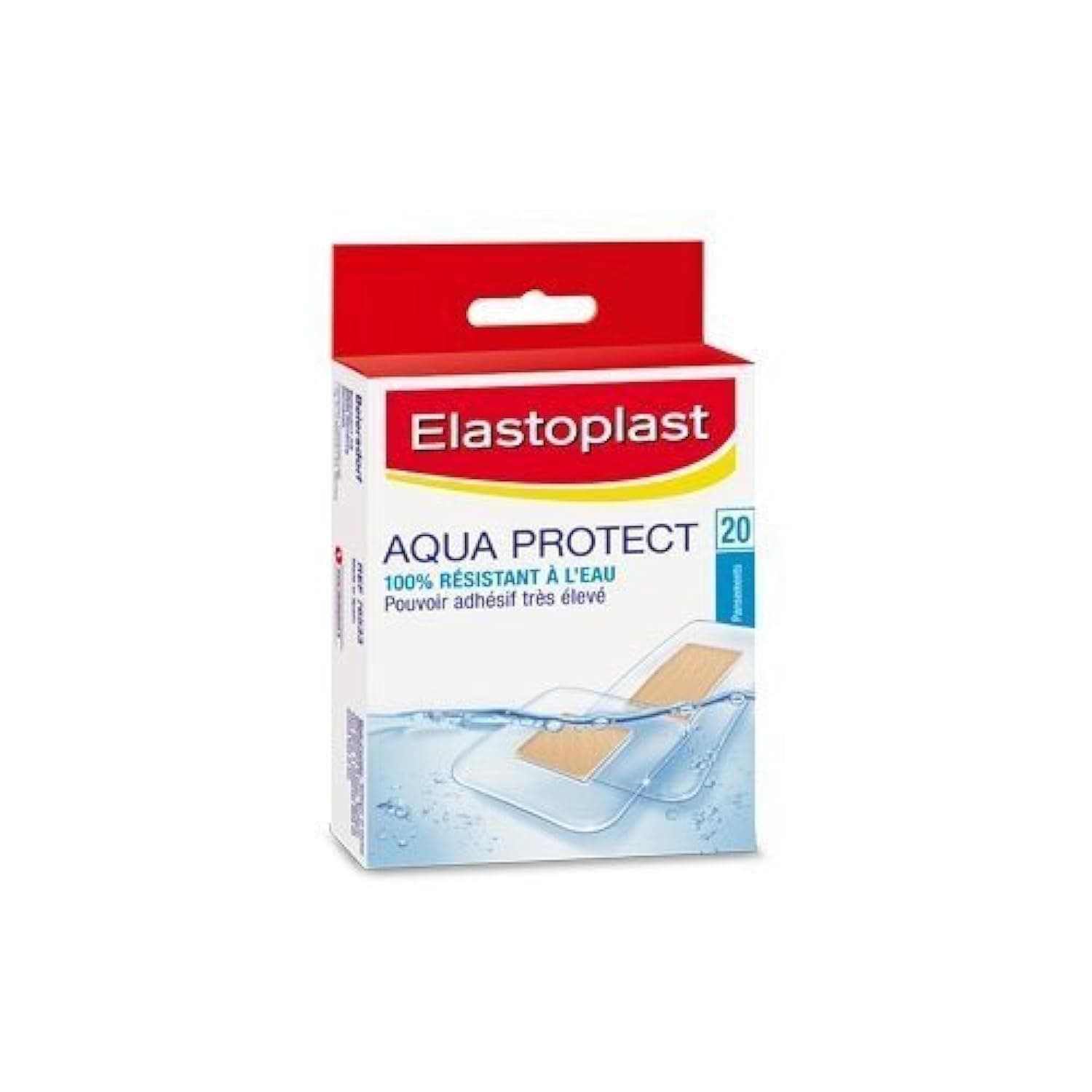 Elastoplast Aqua Protect Plasters (20 Plasters), 100% Waterproof for Swimming/Bathing, Strong Adhesion Non-Stick Wound Pad, Flexible and Breathable Plasters, Transparent and Discreet plasters, Clear