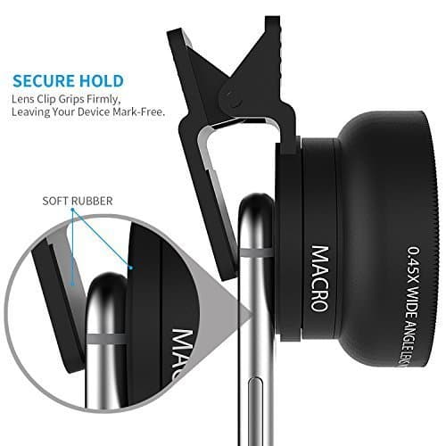 Iphone Camera Lens 0.45X Super Wide Angle Lens & 12.5X Macro Lens 2 in 1 Professional HD Cell Phone Camera lens Kit for iPhone X 8 7 6S 6S plus 6 5S Samsung Android Smartphones