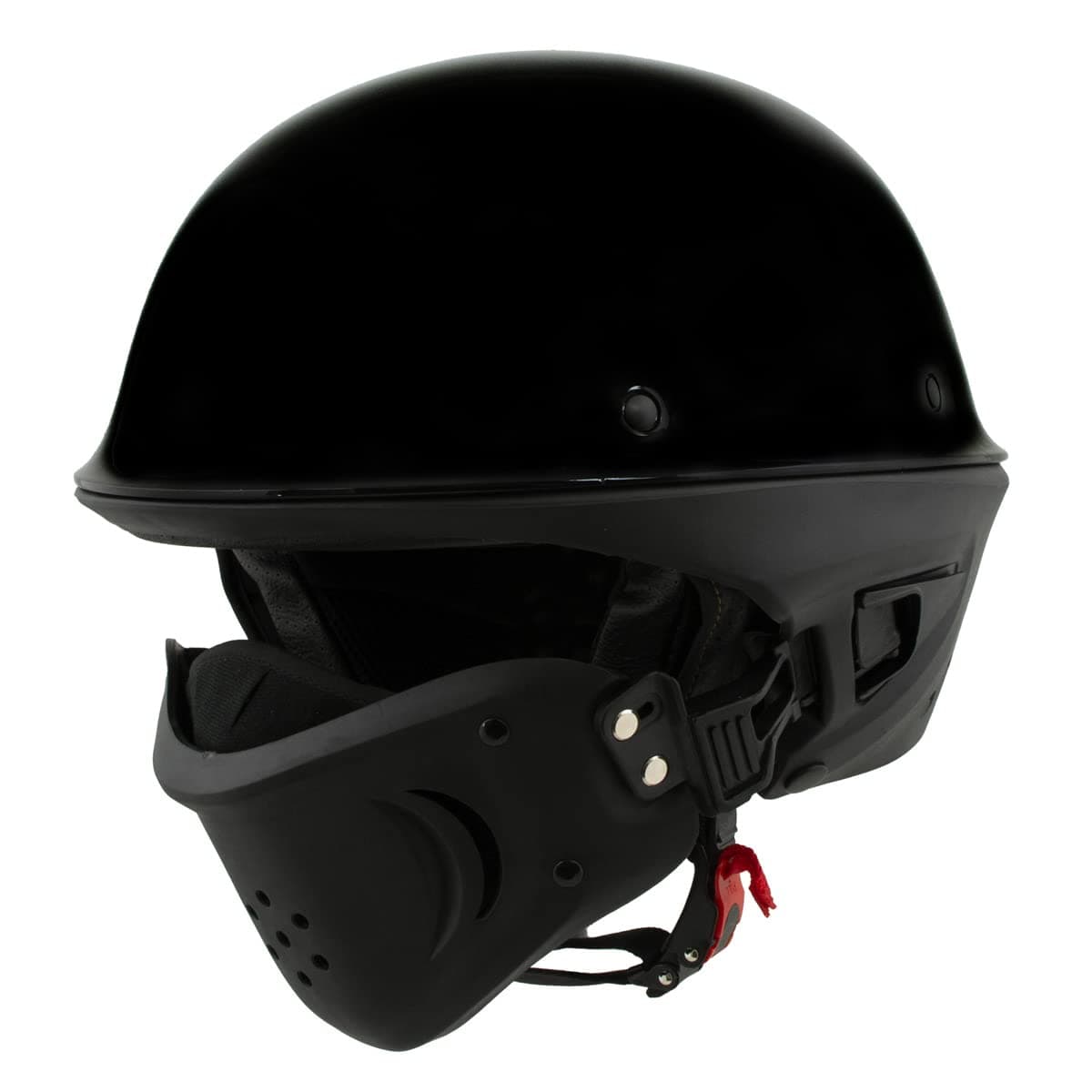 Milwaukee Helmets MPH9831DOT Rascal 3/4 Open Face Gloss Black 2 in 1 Motorcycle Biker DOT Helmet - Large