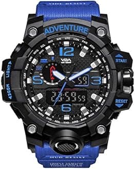 V2AAnalogue - Digital Men's Watch (Black Dial Blue Colored Strap)