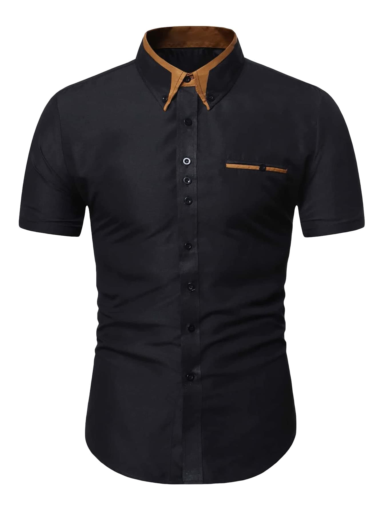 GORGLITTERMen's Button Down Collared Summer Formal Shirts Short Sleeve Work Office Shirt Tops