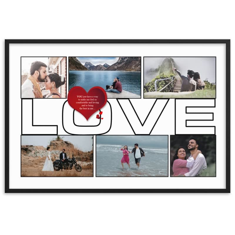 Wood One Pinch Personalized Photo Collage Wall Mount Rectangular Frame, Anniversary Photo Collage Gift, Wedding Gift, Gift For Friend, Birthday Gift, Valentine's Day Gift(10X15), Black