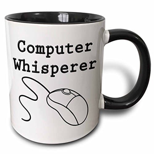 3dRose Computer Whisperer, Black Mug, 4 Count (Pack of 1)