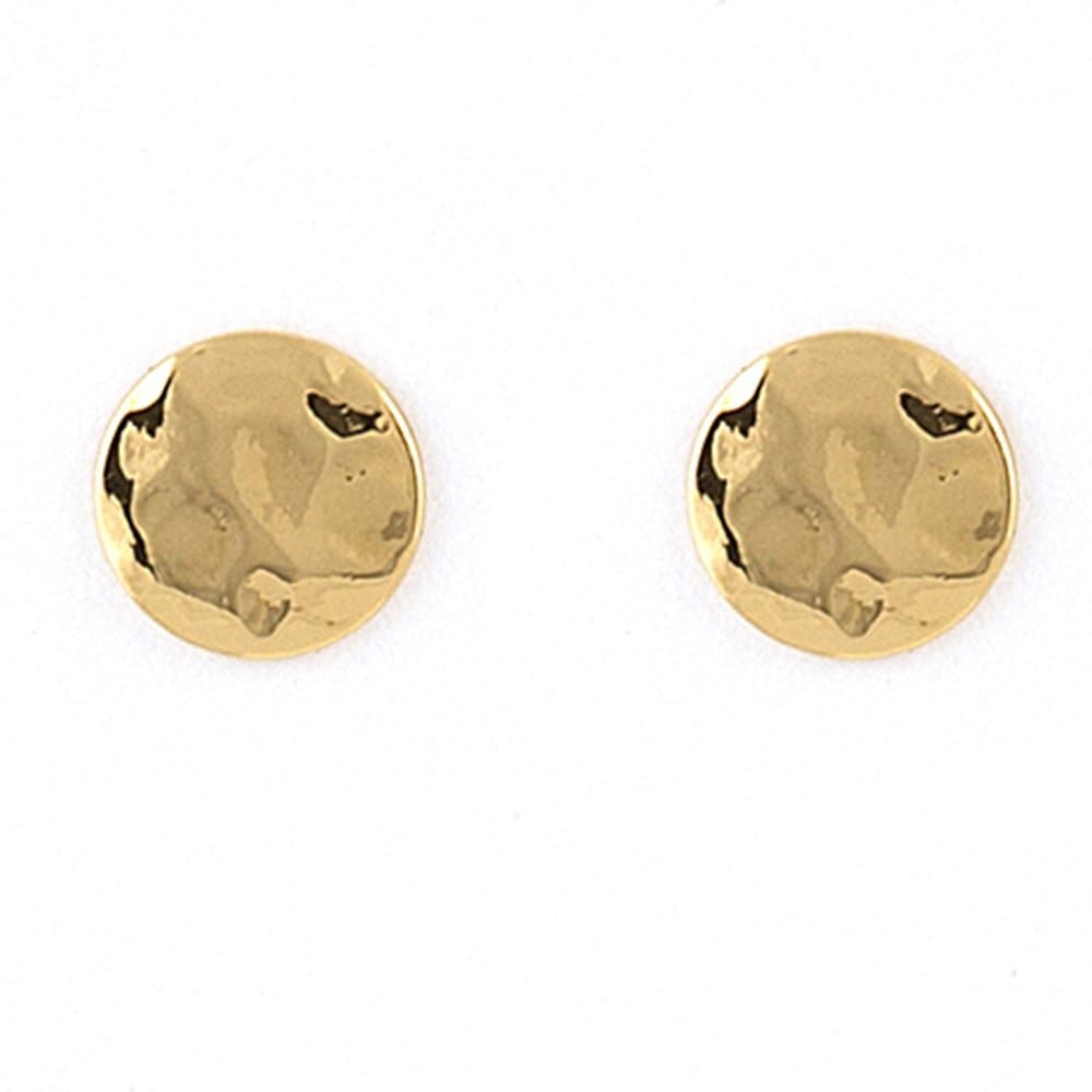 Jody Coyote Gold Plated Micro Hammered Button Stud MCR-0116-05