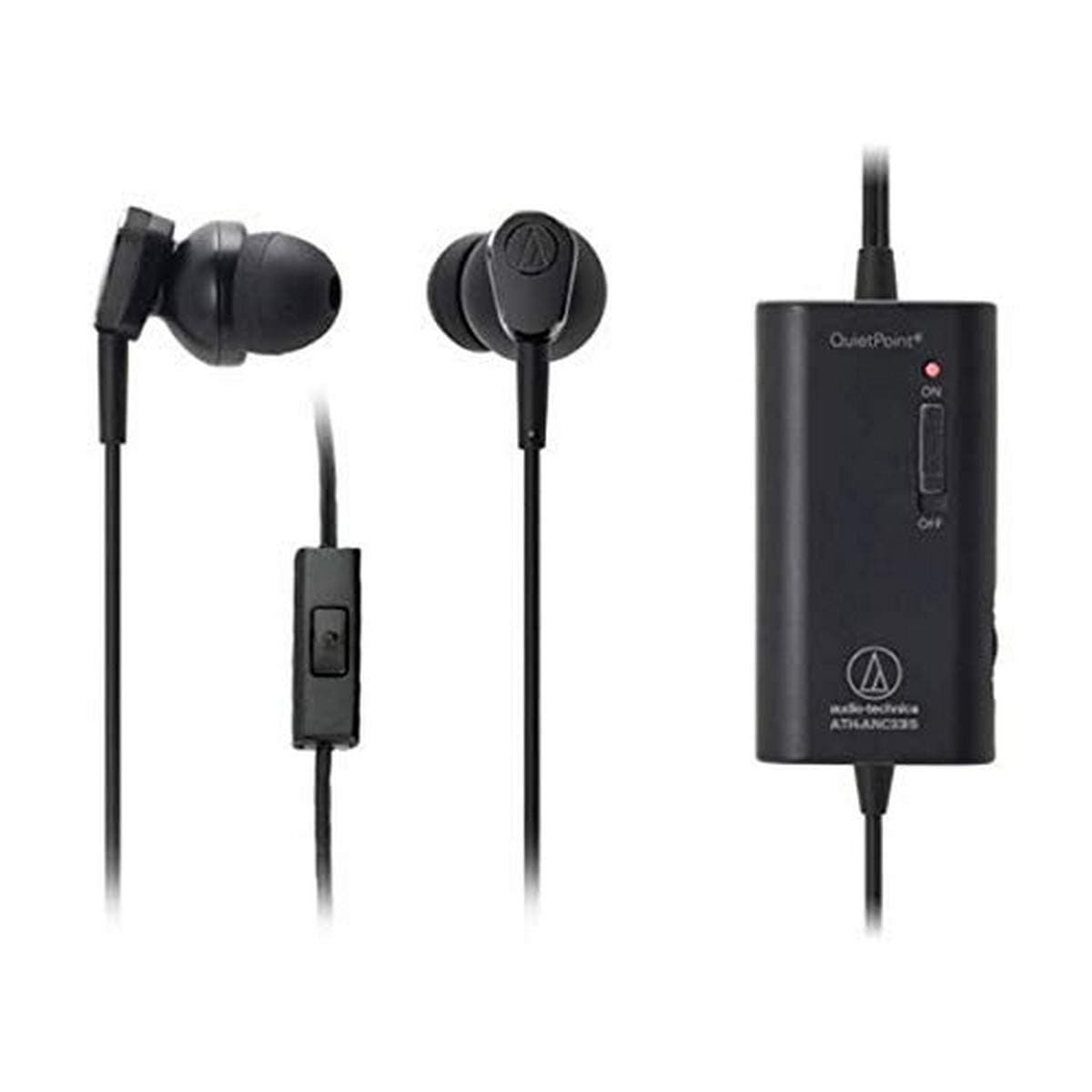 Audio-Technica ATH-ANC33iS QuietPoint Active Noise-Cancelling in-Ear Headphones with in-Line Microphone & Control