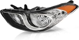 G-PLUS Headlight Left Driver Side Halogen Compatible with Elantra 2011-2013 921013Y000, HY2502161 Clear Lens Chrome Housing Amber Reflector