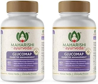 Maharishi Ayurveda Glucomap For Diabetes Management | With Jamun, Karela, Neem, Arjuna | Help Control Blood Sugar Levels| Natural Glucose Regulator | Metabolism | 60 Tablets Pack Of 2