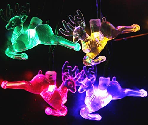 Solar Fairy String Lights( 20ft 30 LED) Waterproof solar Powered Outdoor string lights for Garden, Patio, Yard, Home, Christmas Tree, Parties Powered by Sun (reindeer-- Multi Color)