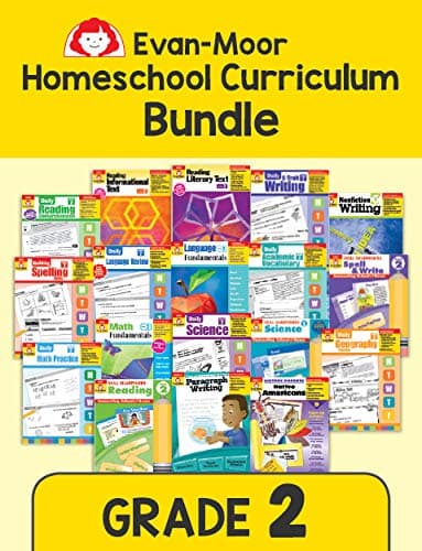 Evan-Moor Homeschool Teaching Resource Curriculum Bundle, Grade 2 - 18 Supplemental Workbooks - includes Reading, Writing, Vocabulary, ... Arts, Math, Science, and Social Studies