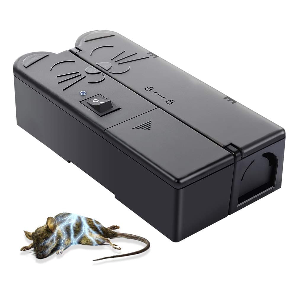 MarkField Smart Mini Killer Trap with AC Plug and Battery, Humane Kill Rodent Mouse Control Indoor Electric Shock Without Touch can be seen, Non-Reusable and Detachable, Black