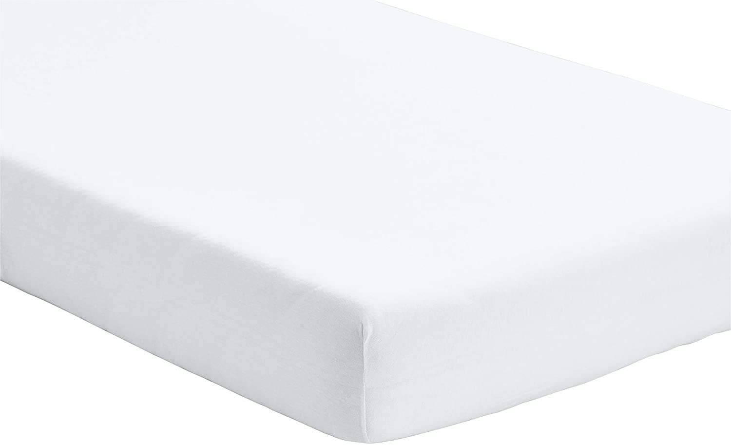 Super Soft Thick Premium Quality 100% Cotton Single Jersey Fitted Sheet. (Cot (60 x 120 cm), White)