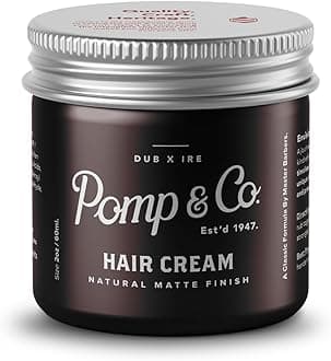 Pomp & Co Hair Styling Cream for Men, Water-Based Cream Pomade with Natural Matte Finish, Medium Strong Hold, Classic Scent, Lightweight Formula, 60ml