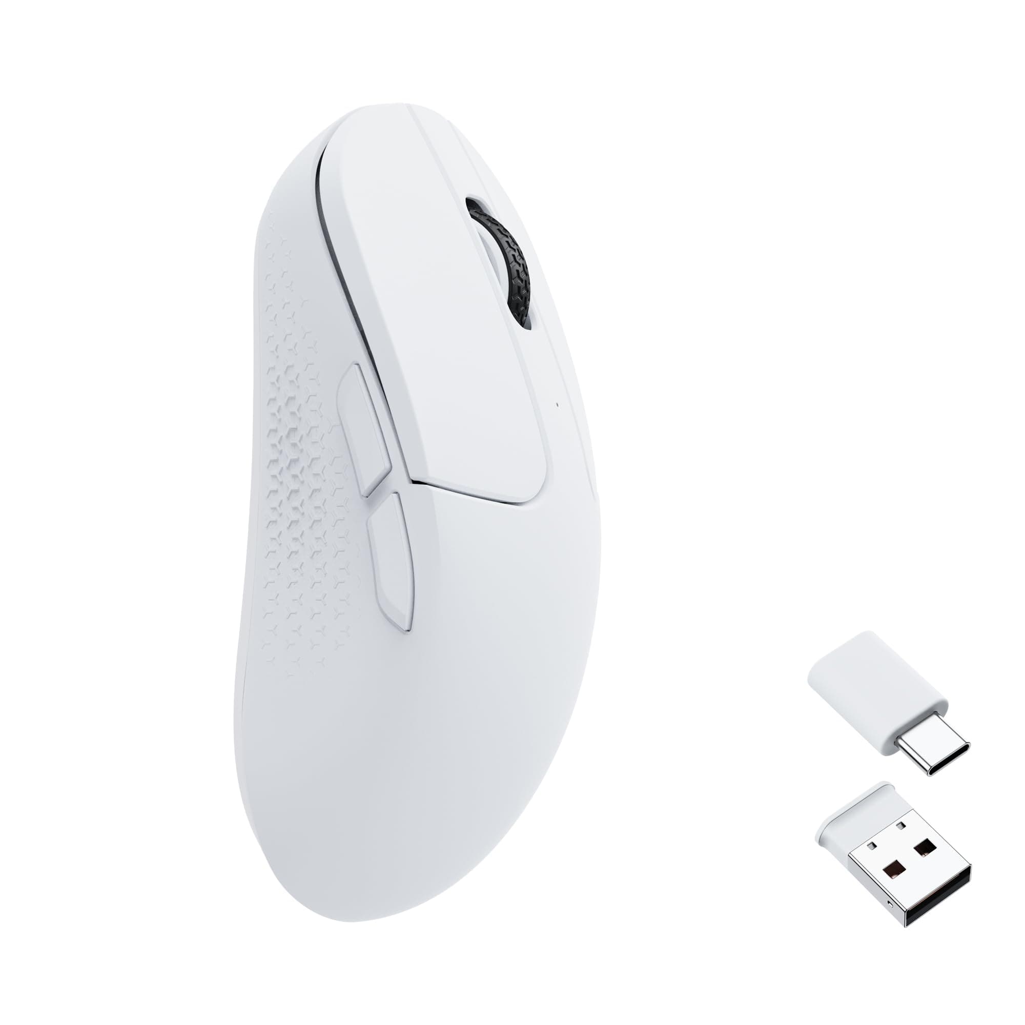 M3 Mini Wireless Optical Mouse, Bluetooth 5.1/2.4 GHz/Wired Gaming Mouse, Programmable PixArt 3395 Sensor with up to 26,000 DPI/ 650 IPS, Lightweight Ergonomic for Windows Mac Linux - White