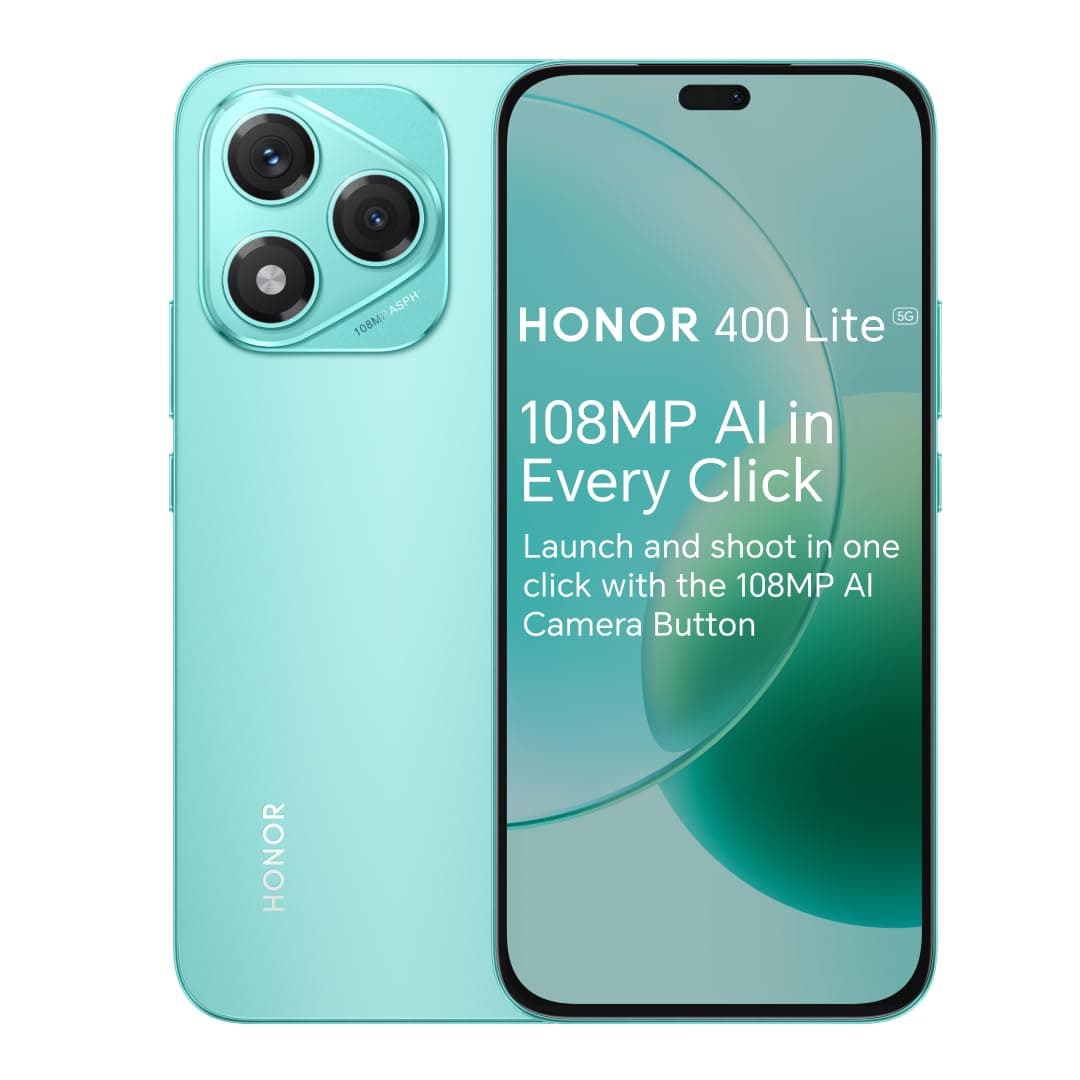 HONOR 400 Lite Unlocked 5G Android AI Smartphone, AI Camera Button,108MP Camera,8GB+256GB Storage,Water Resistance,Marrs Green (International Version)