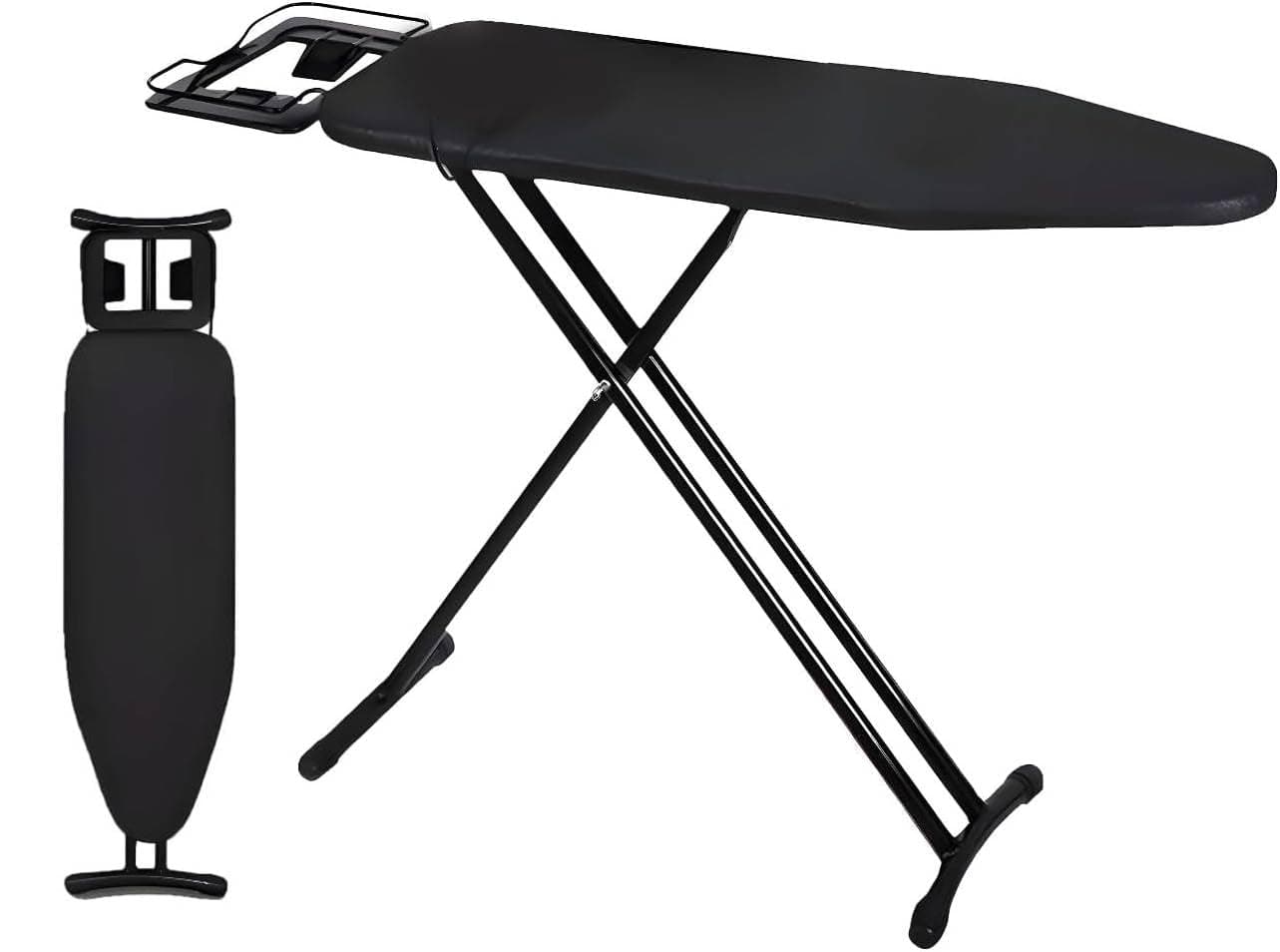 MOMENT Folding Ironing Board 36 x 12 inch, Heavy Sturdy Metal Frame Legs Ironing Stand with Jumbo Iron Rest, Foldable Ironing Board Adjustable Height for Home Laundry Room or Dorm, Black 91x30cm