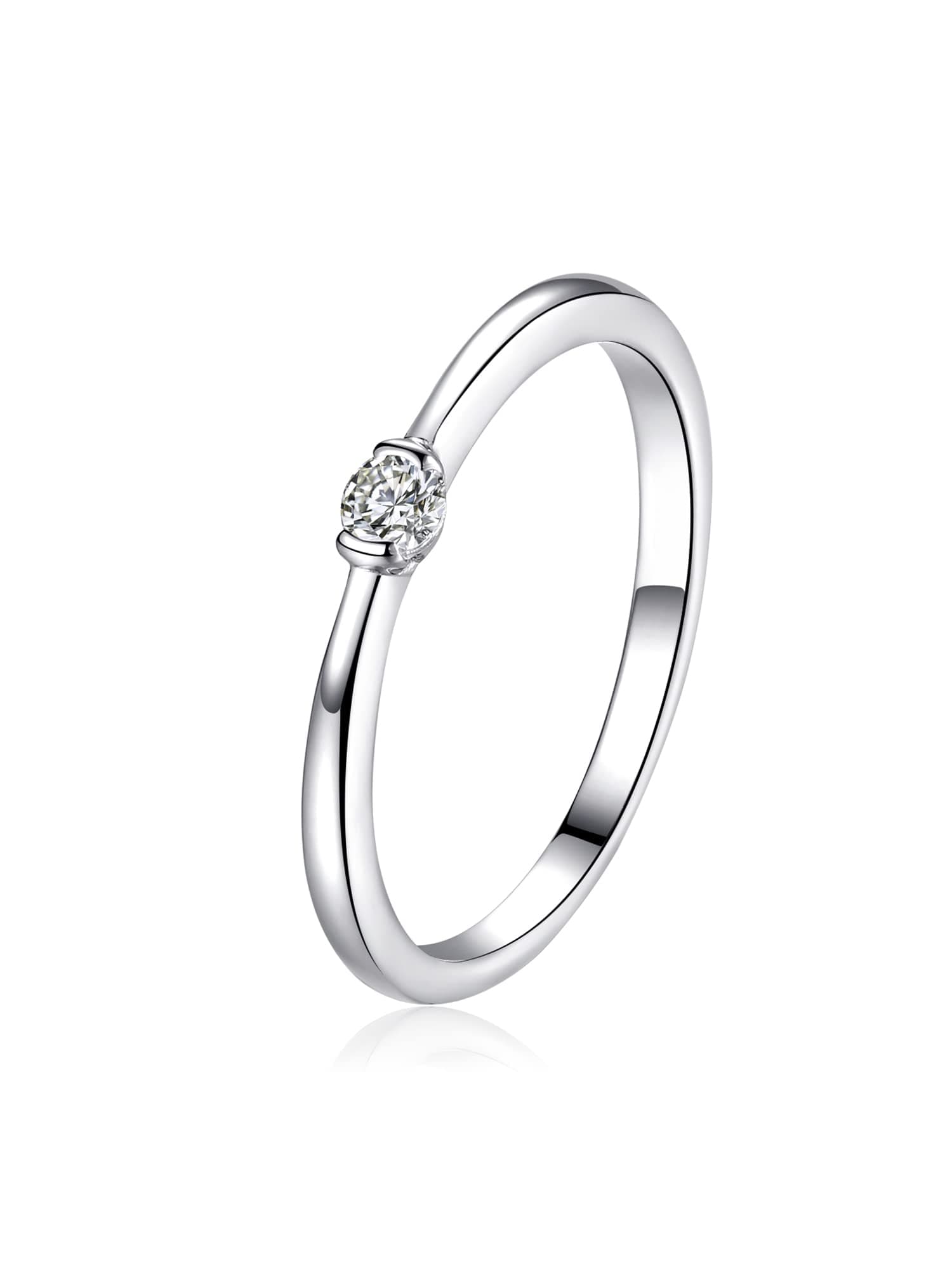 SILBERTALE Small Cz Couple Partner Rings 925 Sterling Silver Tiny Cubic Zirconia Solitaire Simple Thin Stacking Bands Promise Rings for Her Men Women