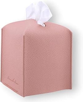 Premium PU Leather Tissue Box Holder - Elegant Hotel-Style Tissue Box Cover for Home, Office & Car Décor, Tissues Cube Organizer for a Natural & Classic Look(Pink)
