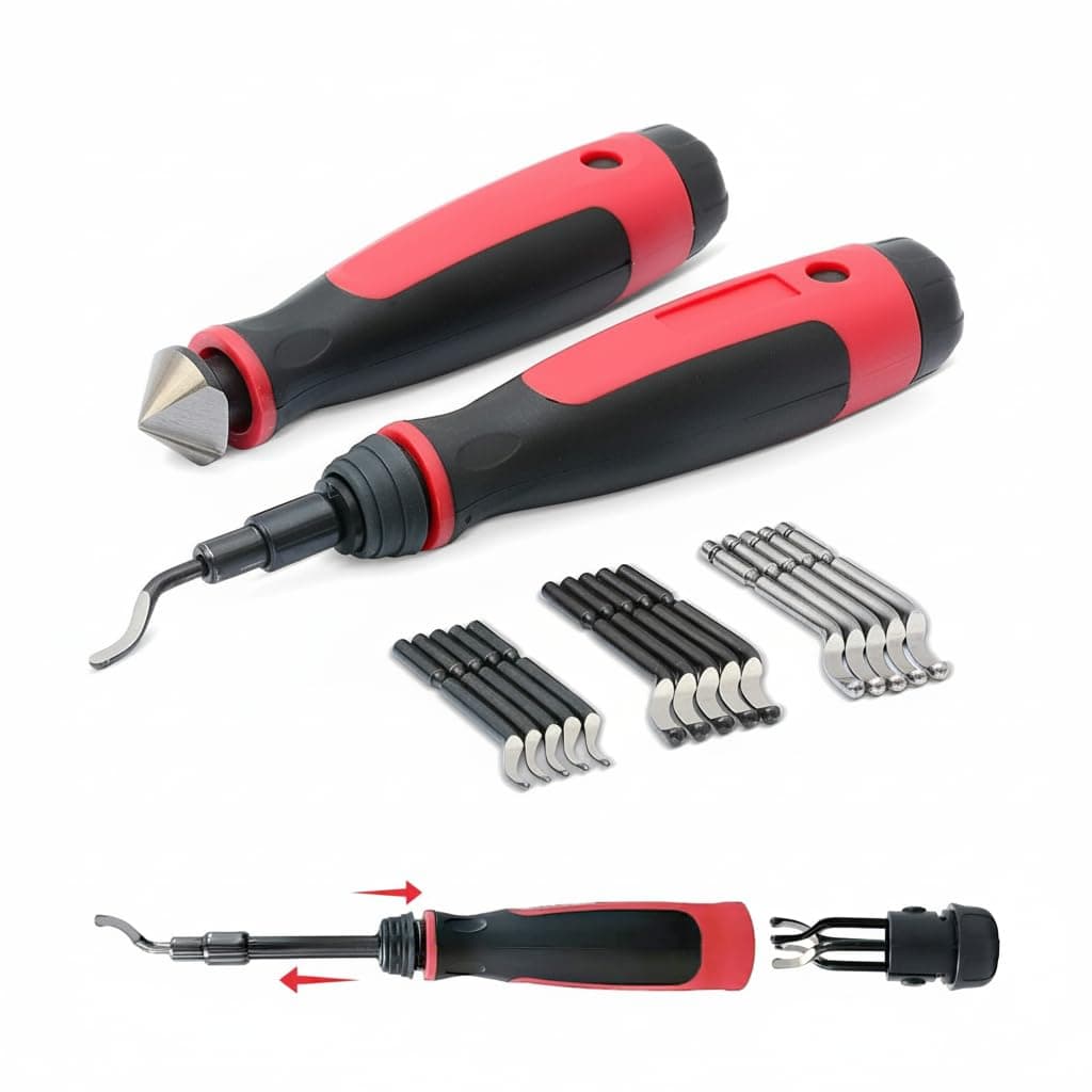 Long Reach Deburring Tool + 15 Blades + Hand reamer