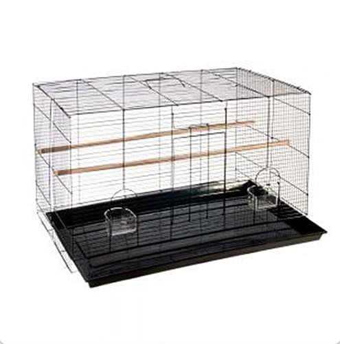 Simple Black, Powder-Coated Metal Cage With Pull-Out Base Tray - Suitable For Smaller Bird Species