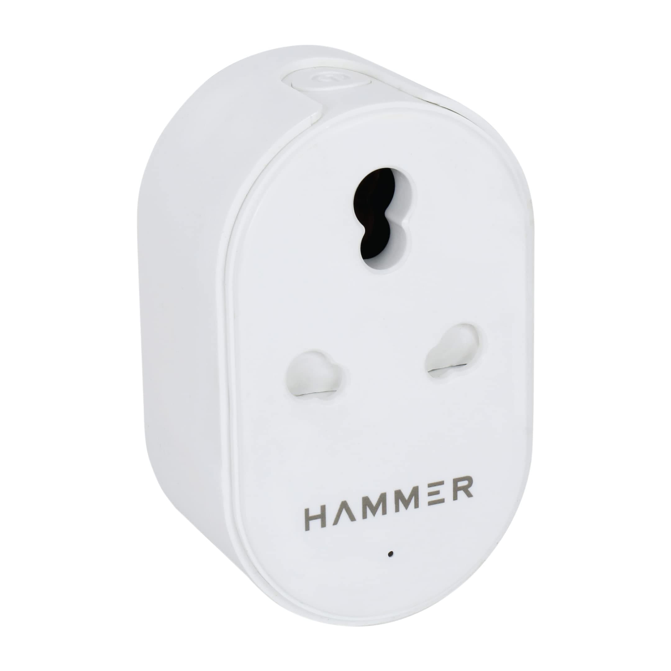 Hammer Smart Plug, 16A WiFi Smart Power Socket, Suitable for Large Appliances (Microwave Oven, AC, TVs, Geysers) - Compatible with Alexa and Google Assistant (White)