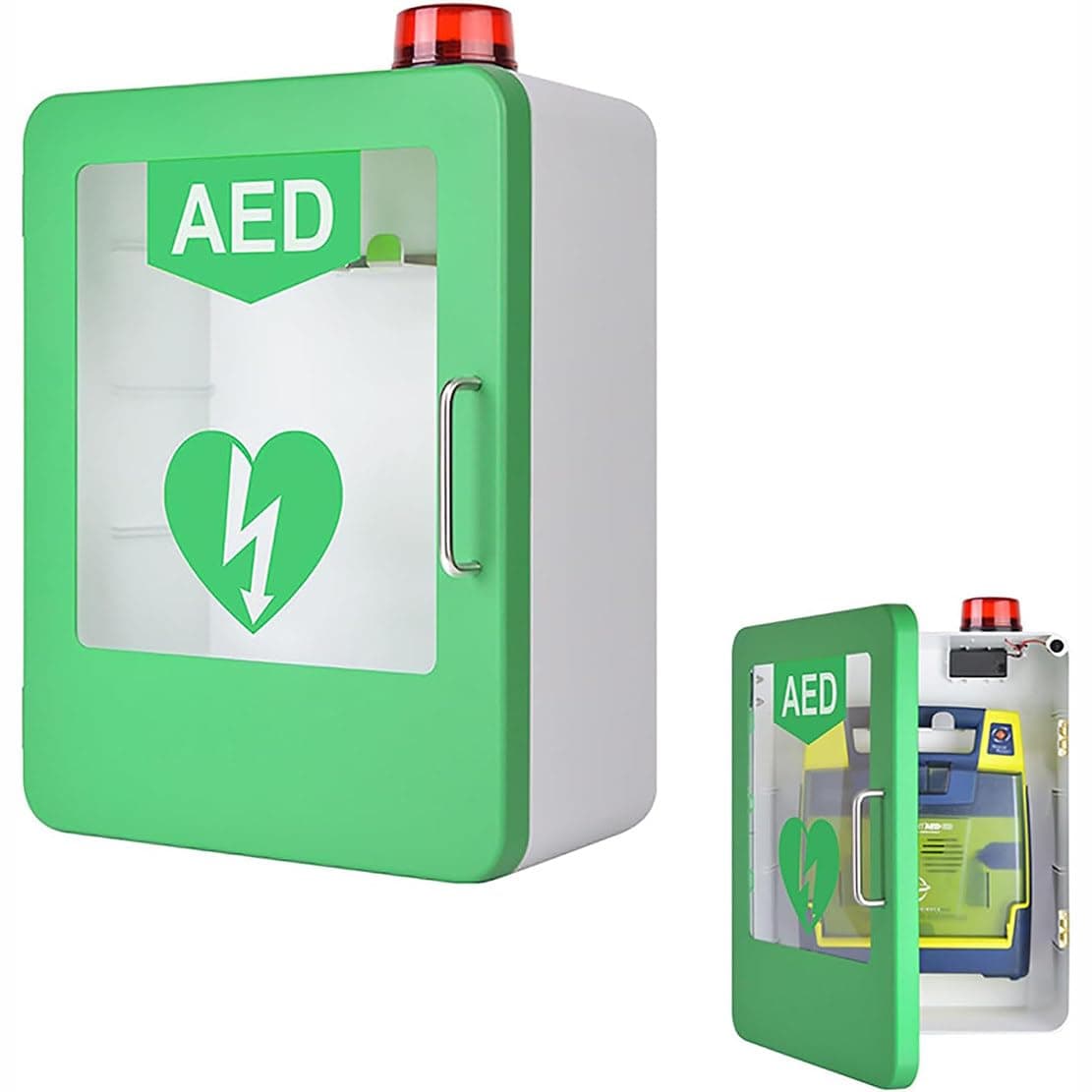 AED Defibrillator Wall Mount Storage Cabinet, First Aid AED Defibrillator Cabinet, Emergency Kit Box & First Aid Kit for All Cardiac Science, AED Defibrillator, Physio-Control,Green