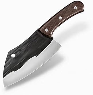 Machado 10" Handmade Serbian Forged Butcher Hunters Meat Cleaver Kitchen Knife | Chopper Bone Cutting Knives - German Stainless Steel - for Home Kitchen Restaurant Outdoor BBQ Camping and Gifting