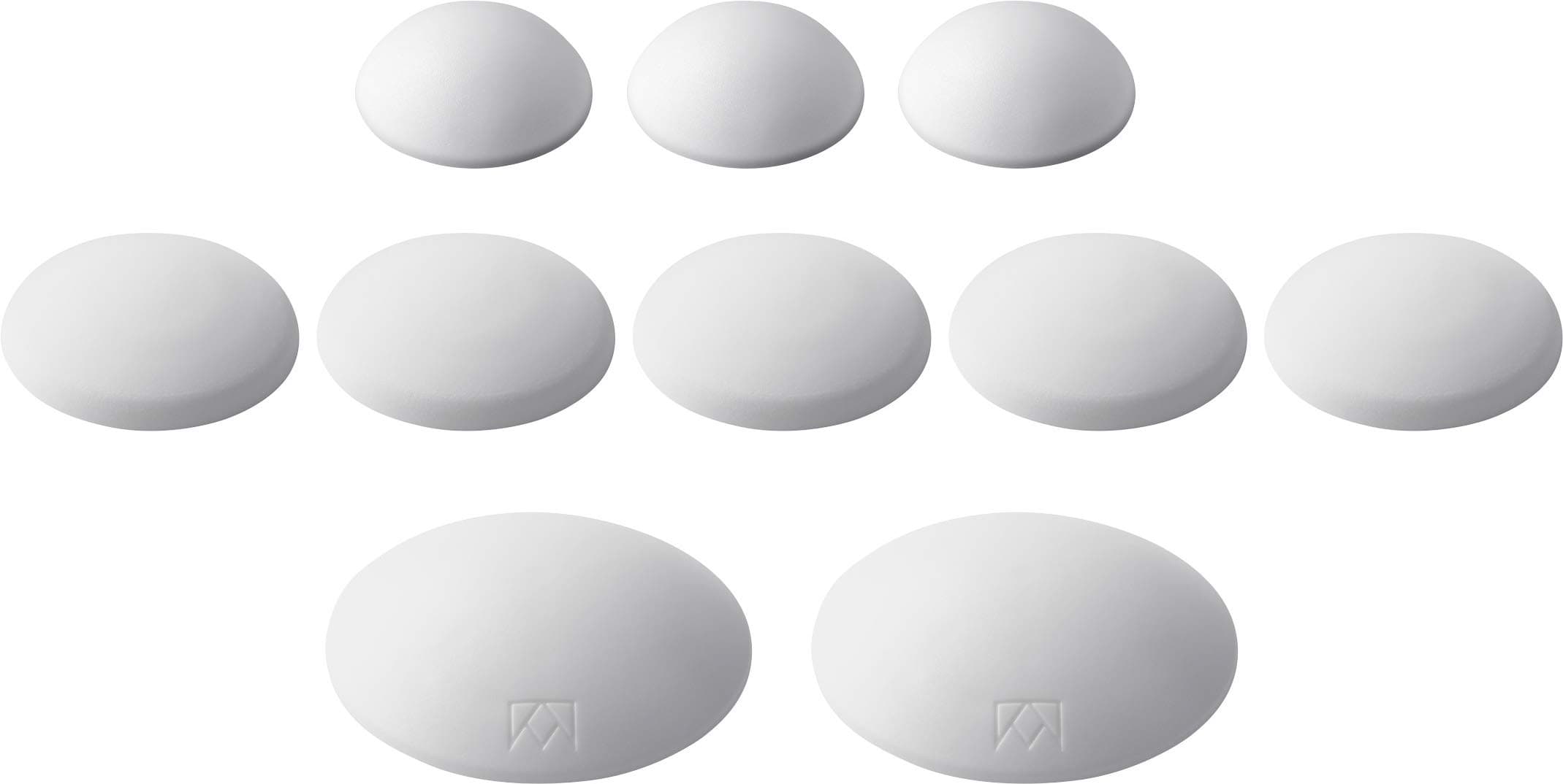 Metafranc431836 Door Buffer Set 10 Pieces Diameter 30 mm + 40 mm + 60 mm Self-Adhesive White Reliable Wall Protection for Gently Opening Doors and Windows/Wall Buffers/Stop Damper