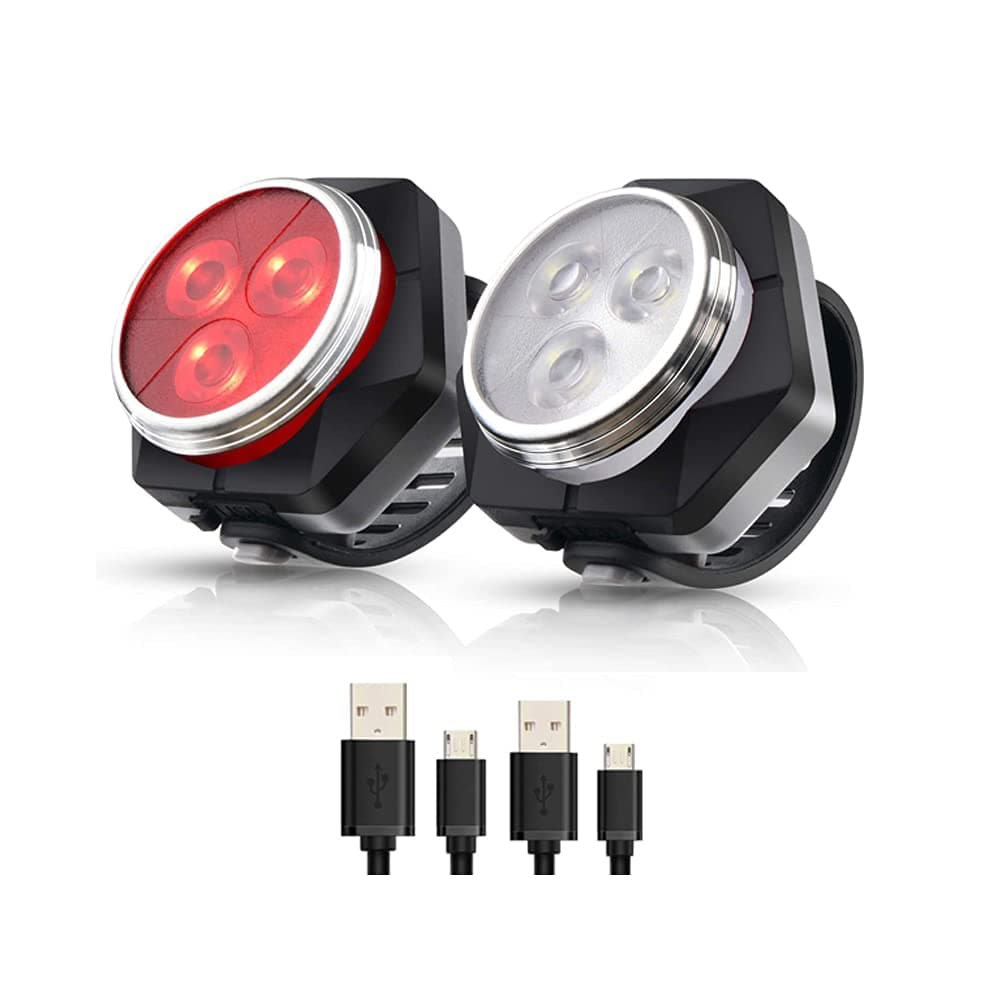 Hually Bike Light Set, Super Bright Rechargeable Bicycle Lights with Headlight and Taillight, Waterproof, 800mAh with 4 Light Modes, Sturdy and Easy Install Perfect for Mountain, City Road Cycling