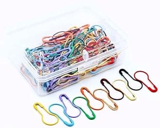 100 Pieces Safety Pins, Bulb Stitch Markers 10 Colors Assorted Metal Calabash Pins Pear Shape Knitting Pins for Crocheting Clothing Tag DIY Craft Project with Storage Box