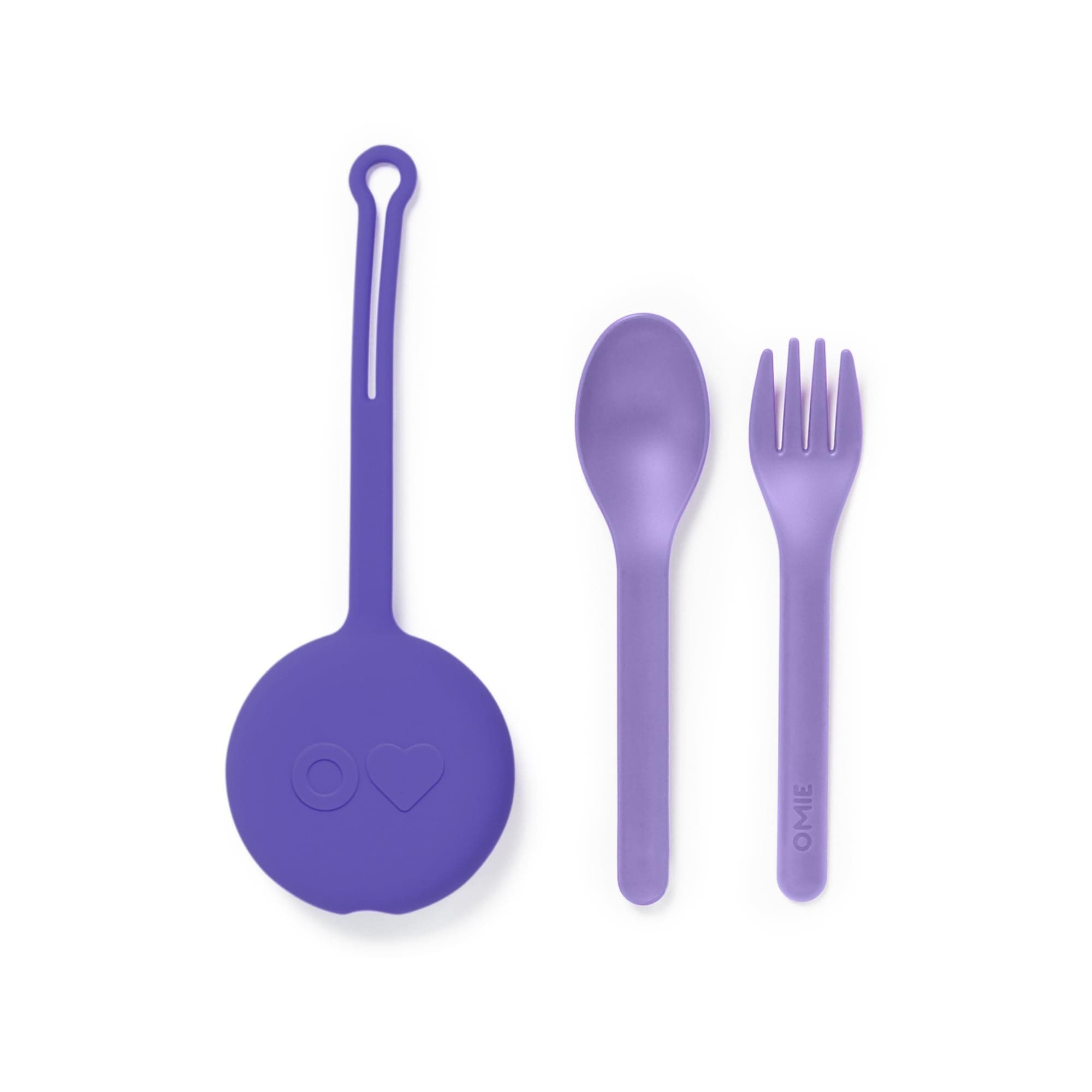 OmieBox Kids Utensils Set with Case - 2 Piece Plastic, Reusable Fork and Spoon