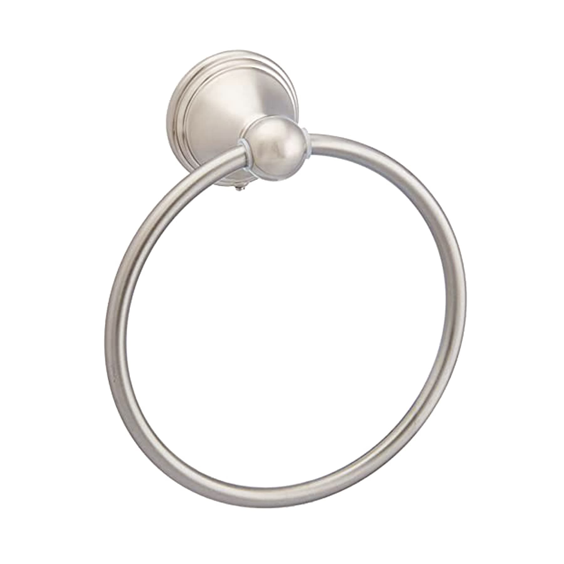 Amazon Basics Round Modern Towel Ring, 6.3-inch Diameter, Satin Nickel