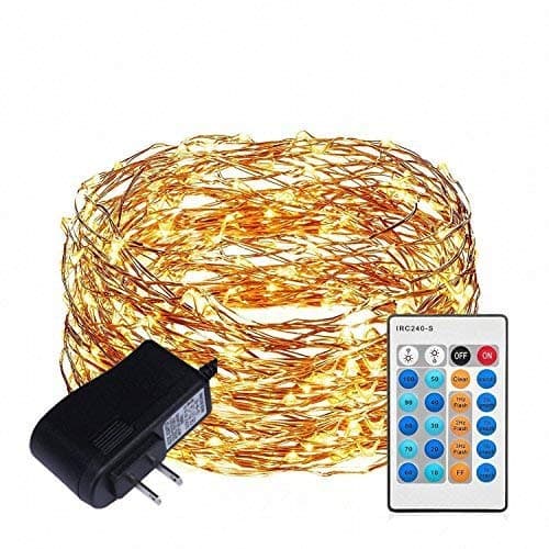 Valorite 33FT 100 LED Fairy String Lights Copper Wire with: AC Adapter, Remote Control, Waterproof. Lighten up Your Holiday or Christmas with These Fun and Versatile Almost Invisible Fairy Lights.