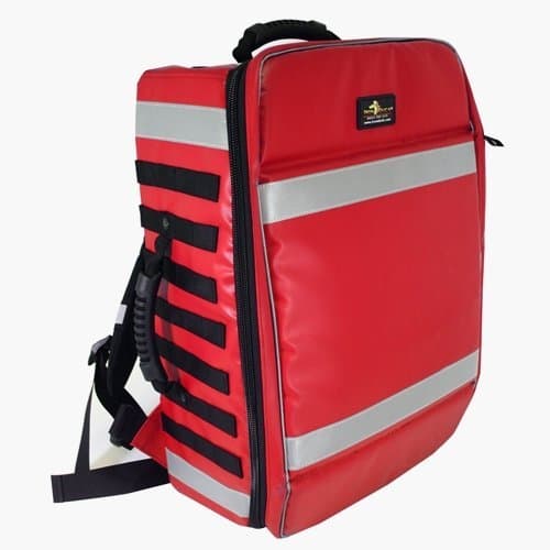 Iron Duck 32501-02-RDUP-Complete CORE O2 Customizable Oxygen Transport System with Master Case, Adult BVM Module, Removable Page and Quick Pocket Panel, Red Universal Precautions (UP) Material