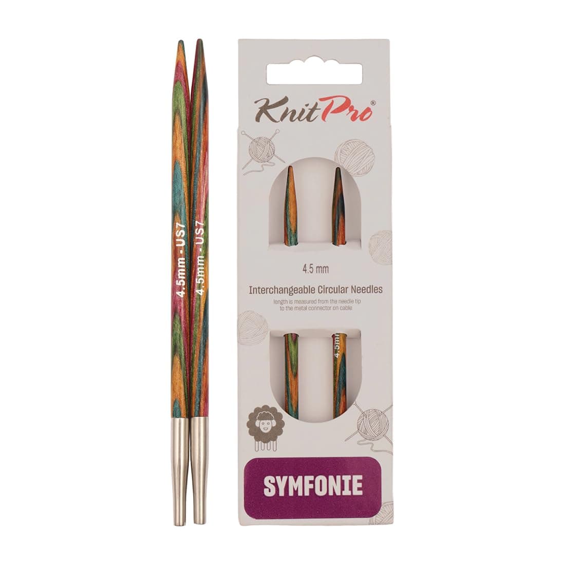 KnitPro Symfonie Interchangeable Circular Needles 5" (13cm) | 4.50mm