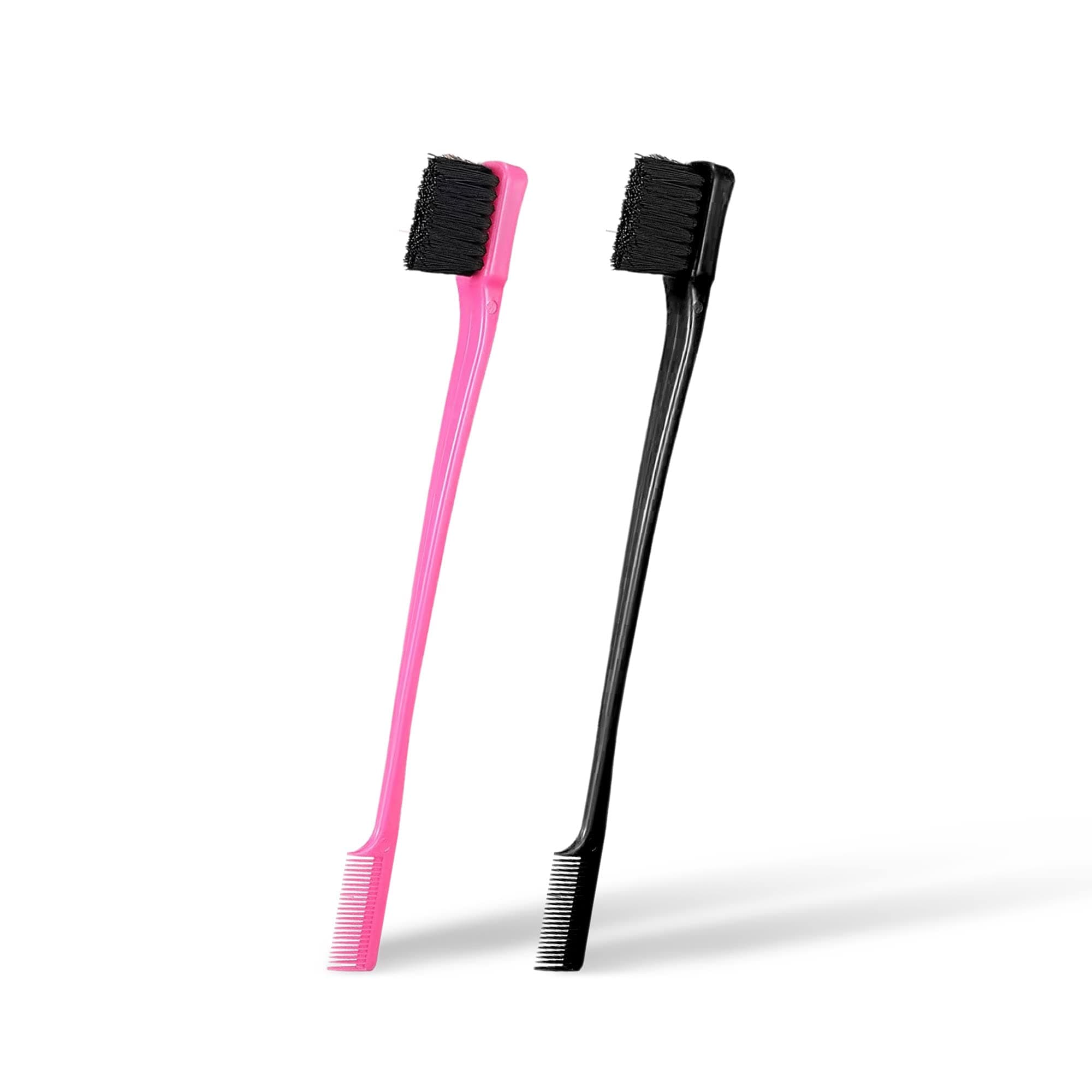 MayaBeauty Double Sided Edge Control Hair Brush Comb Combo Pack 2 Pieces Pink and Black
