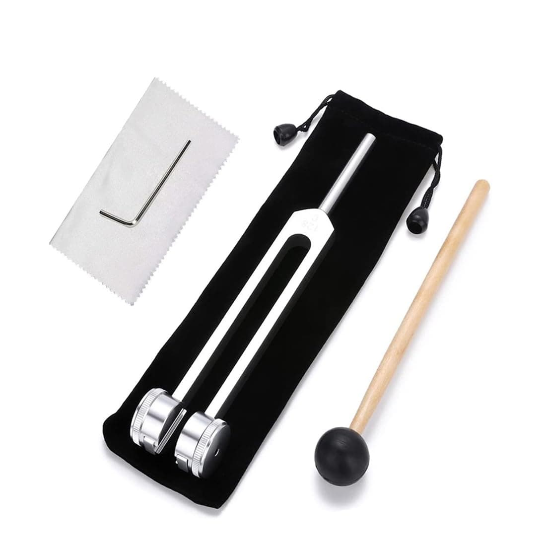 1 PCS 128Hz Metal Tuning Fork Provides Accurate Frequency Response, Comes with Silicone Hammer, Repair Tool and Velvet Bag for Cleaning