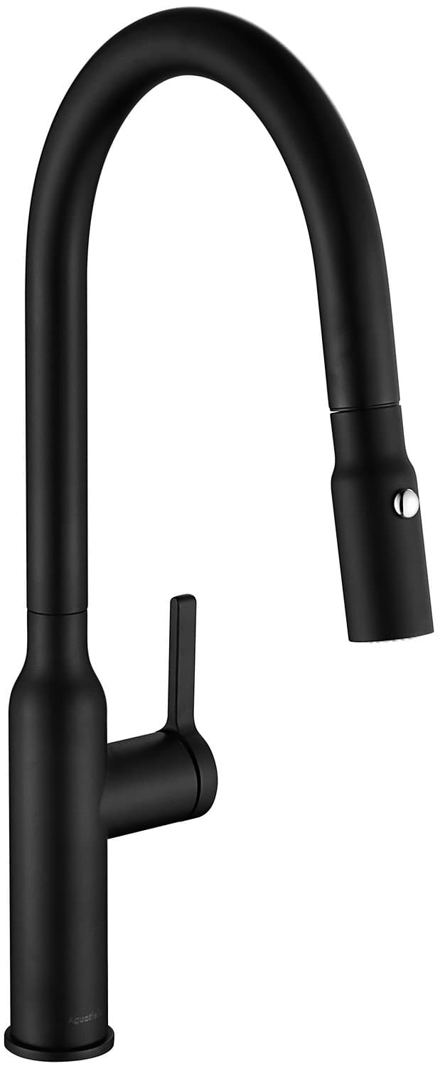 AS81MB Matte Black Kitchen Sink Faucet with Pull Down Sprayer Single Handle High Arc