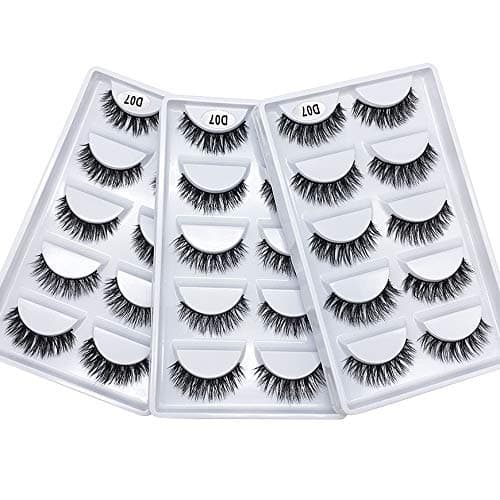 3D Mink Fur False Eyelashes Natural Look Lashes Pack of 15 Pairs with Eyelash Tweezers